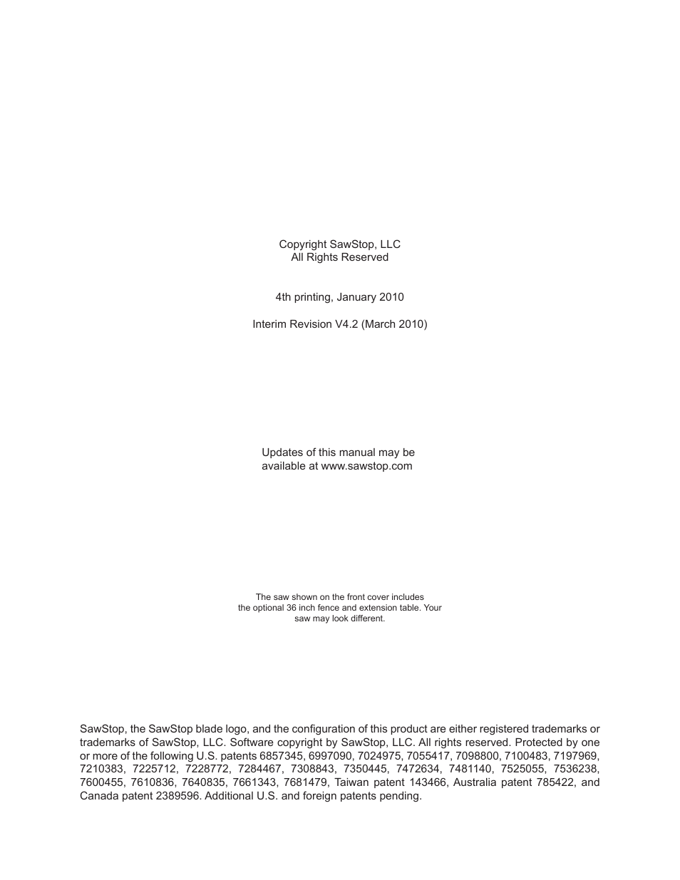 SawStop ICS73600 User Manual | Page 2 / 110