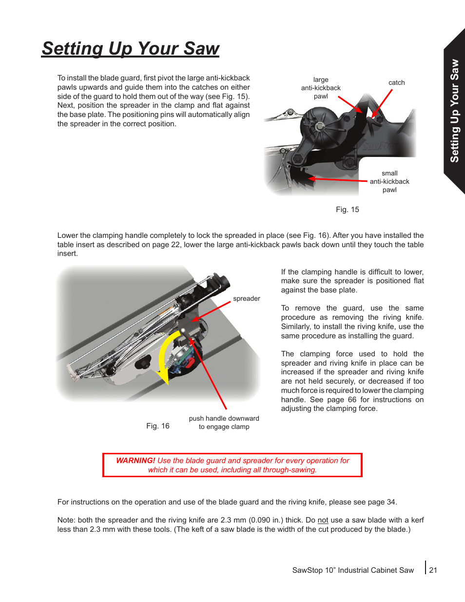 Setting up your saw | SawStop ICS73600 User Manual | Page 23 / 110