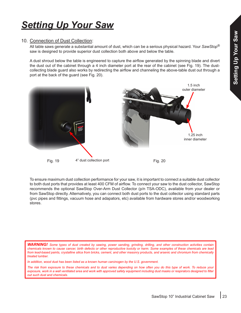 Setting up your saw | SawStop ICS73600 User Manual | Page 25 / 110