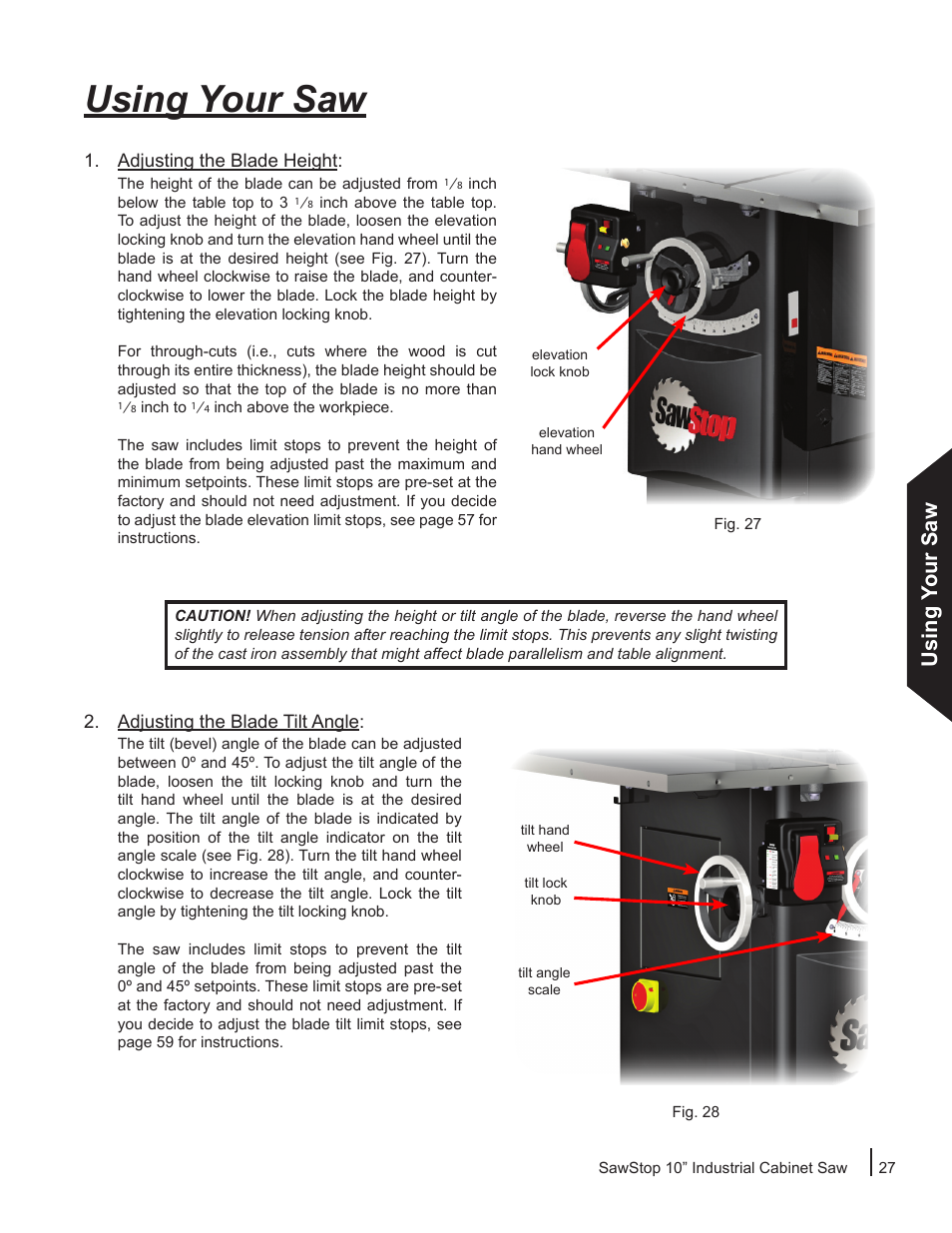 Using your saw | SawStop ICS73600 User Manual | Page 29 / 110