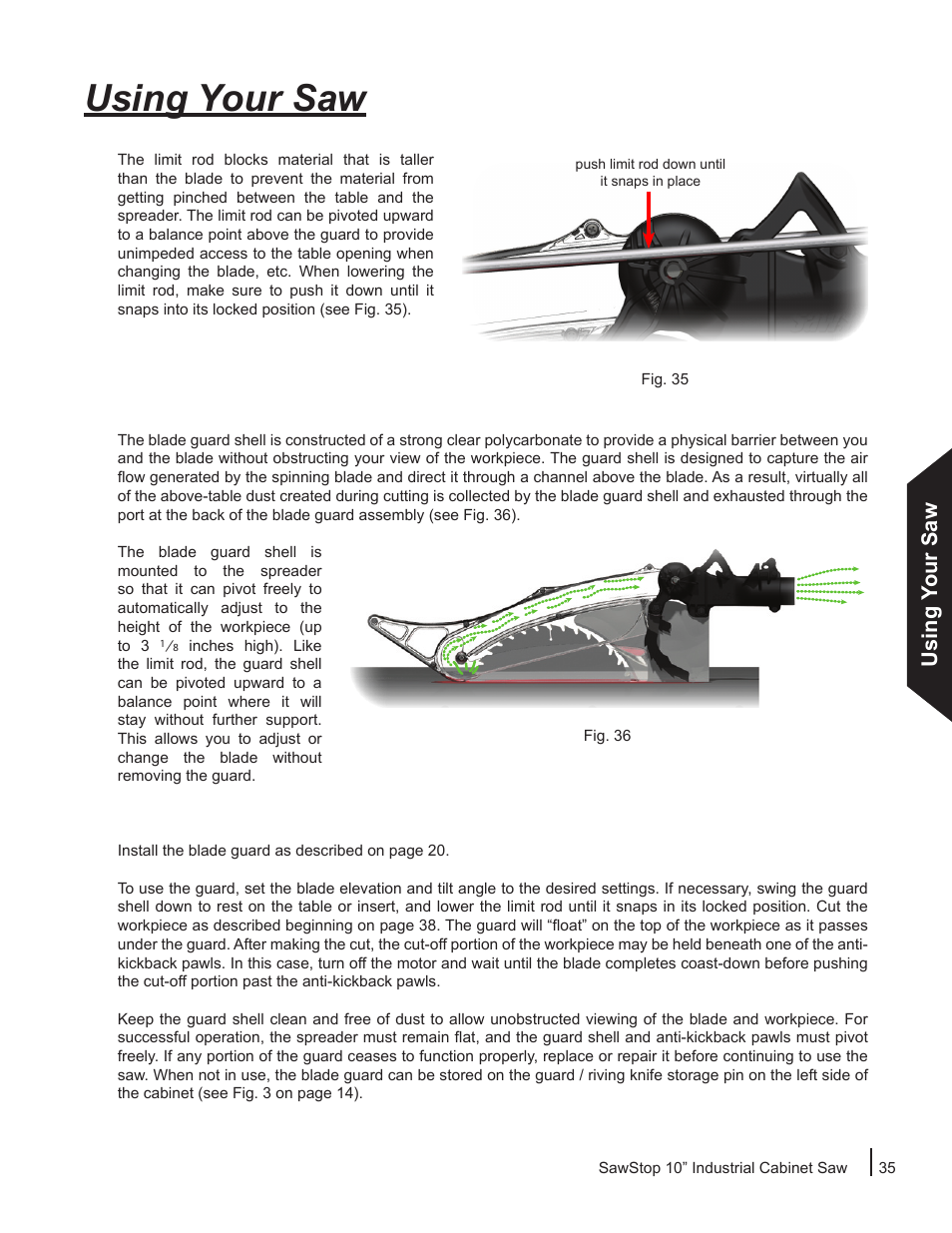 Using your saw | SawStop ICS73600 User Manual | Page 37 / 110