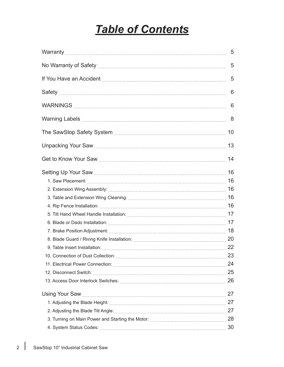 SawStop ICS73600 User Manual | Page 4 / 110