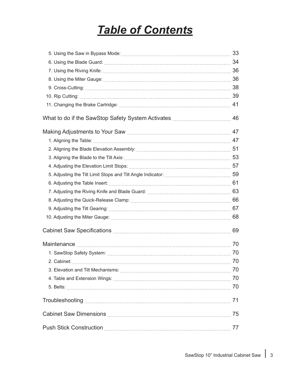 SawStop ICS73600 User Manual | Page 5 / 110