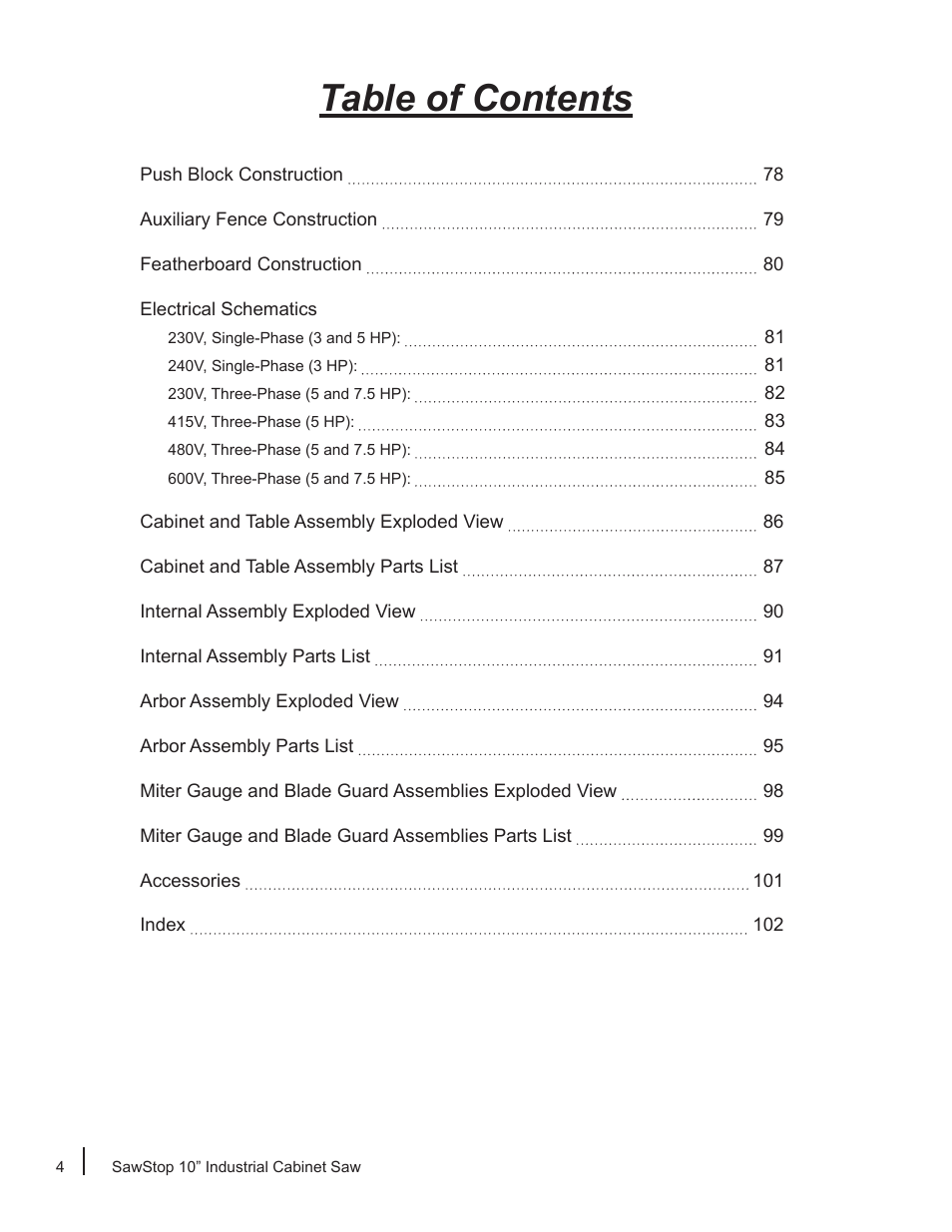 SawStop ICS73600 User Manual | Page 6 / 110