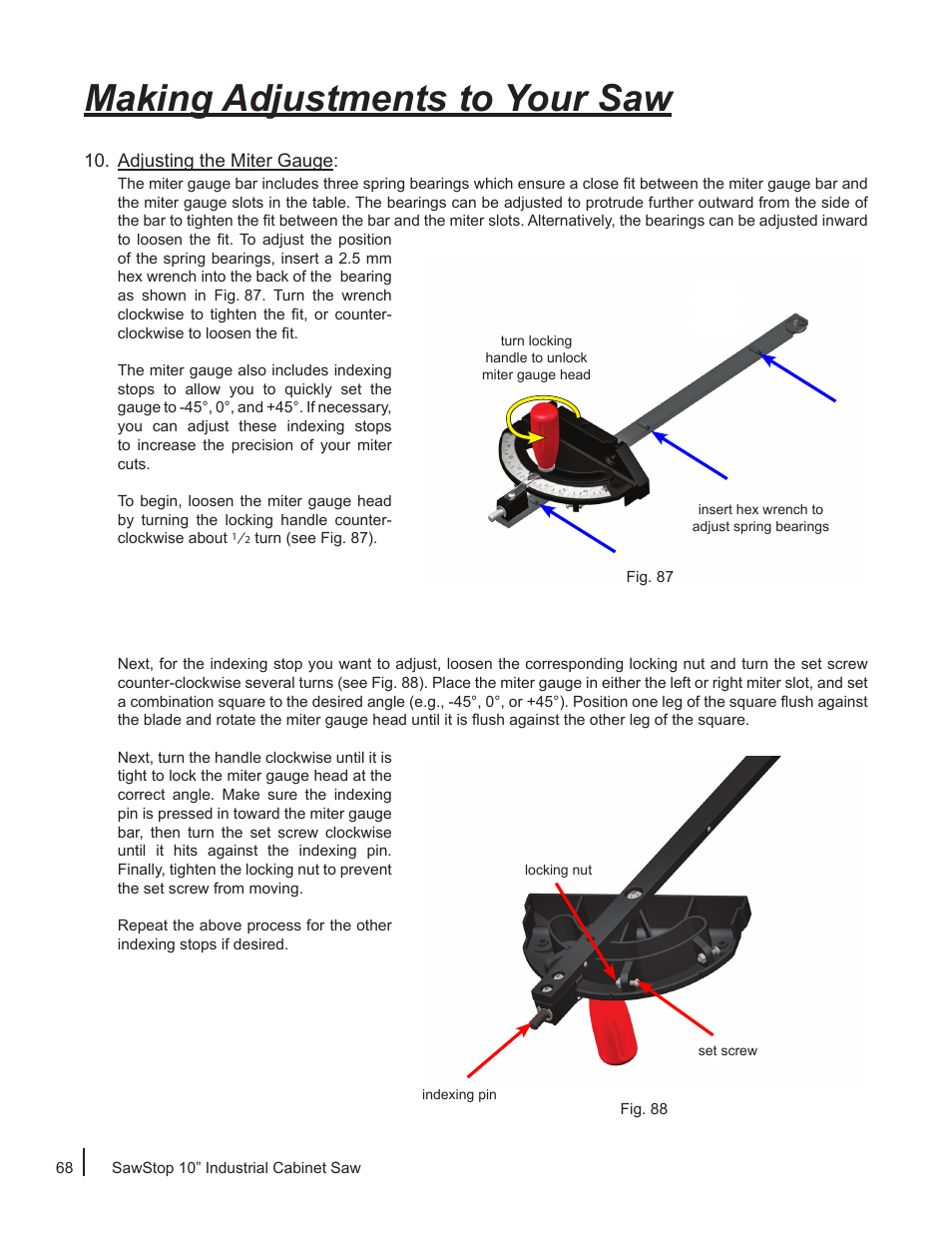 Making adjustments to your saw | SawStop ICS73600 User Manual | Page 70 / 110