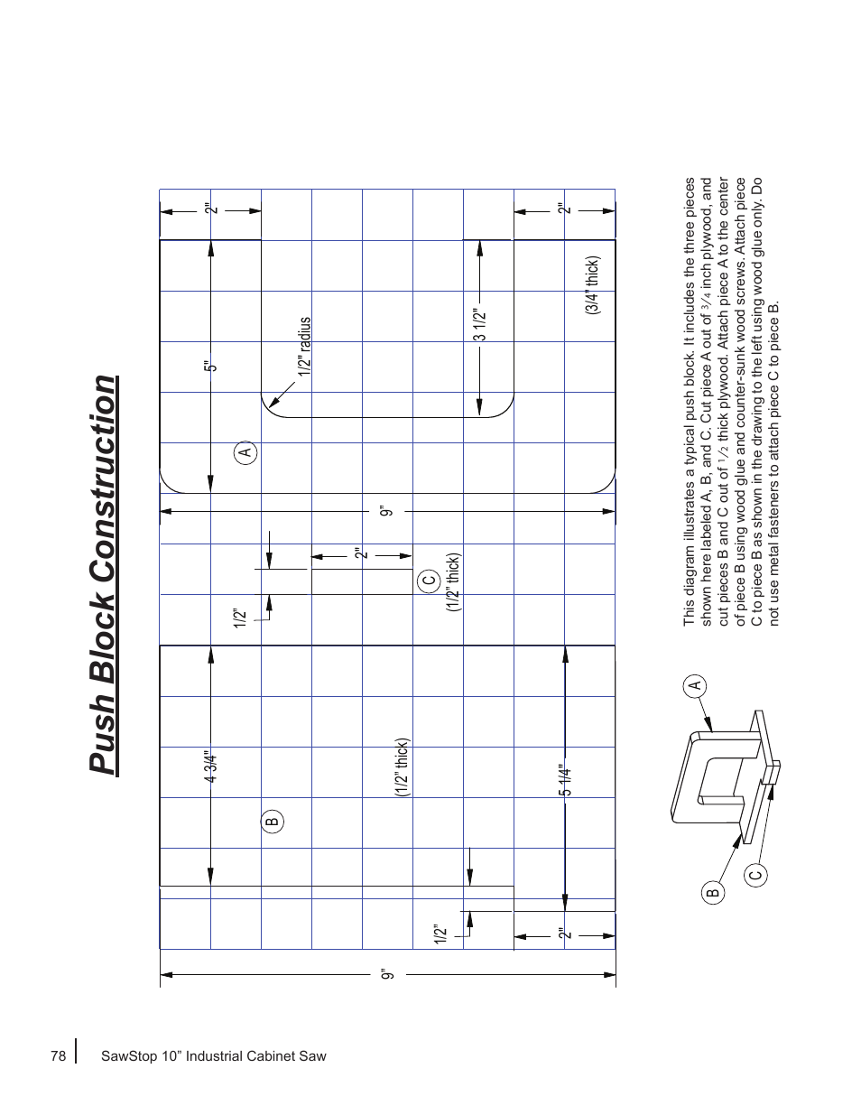 Push block construction | SawStop ICS73600 User Manual | Page 80 / 110