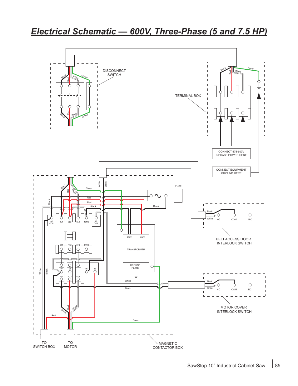 Sawstop 10” industrial cabinet saw 85 | SawStop ICS73600 User Manual | Page 87 / 110