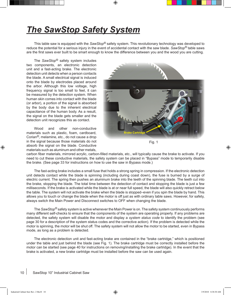 The sawstop safety system | SawStop ICS73600 User Manual | Page 12 / 108