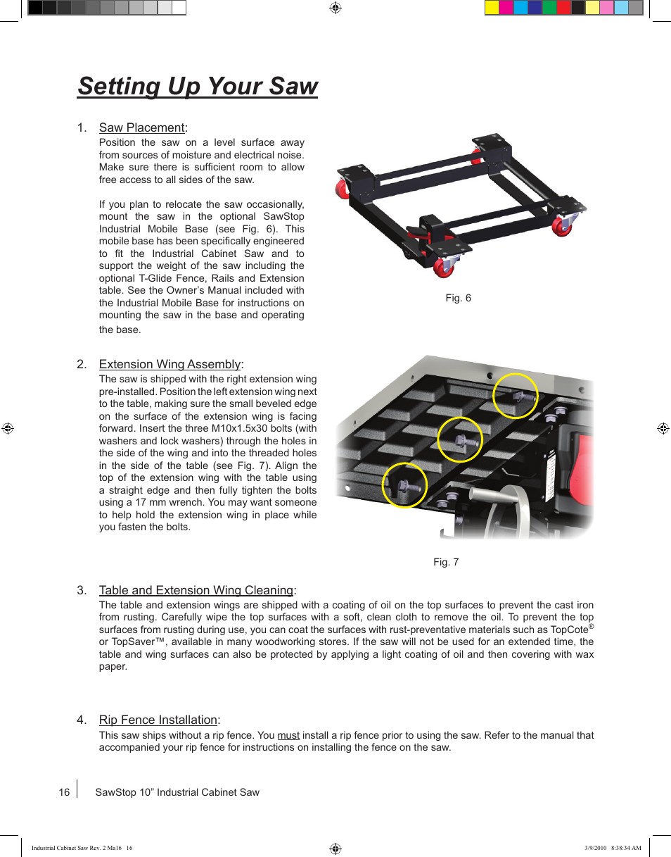 Setting up your saw | SawStop ICS73600 User Manual | Page 18 / 108