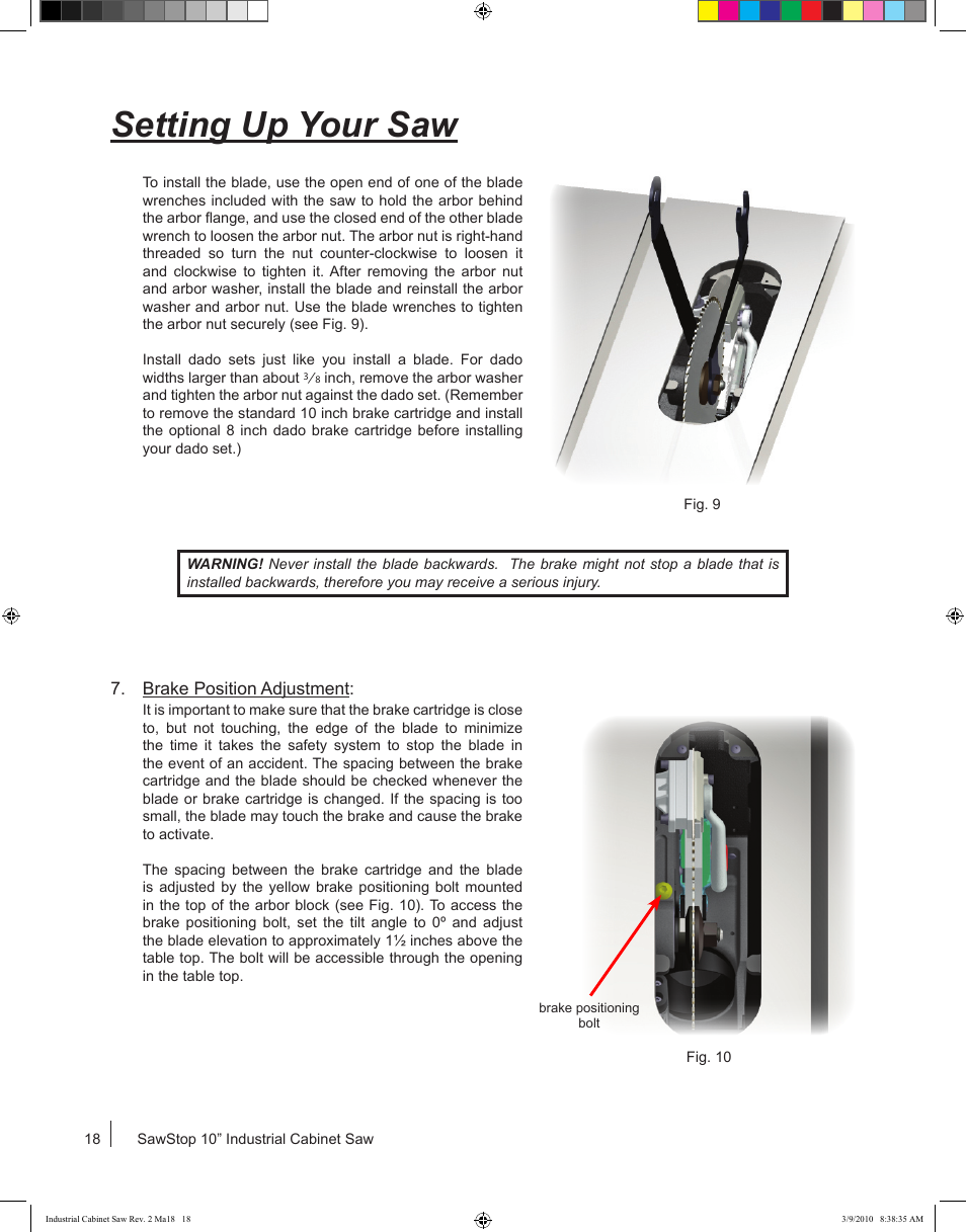 Setting up your saw | SawStop ICS73600 User Manual | Page 20 / 108