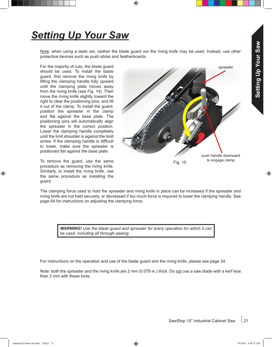 Setting up your saw | SawStop ICS73600 User Manual | Page 23 / 108