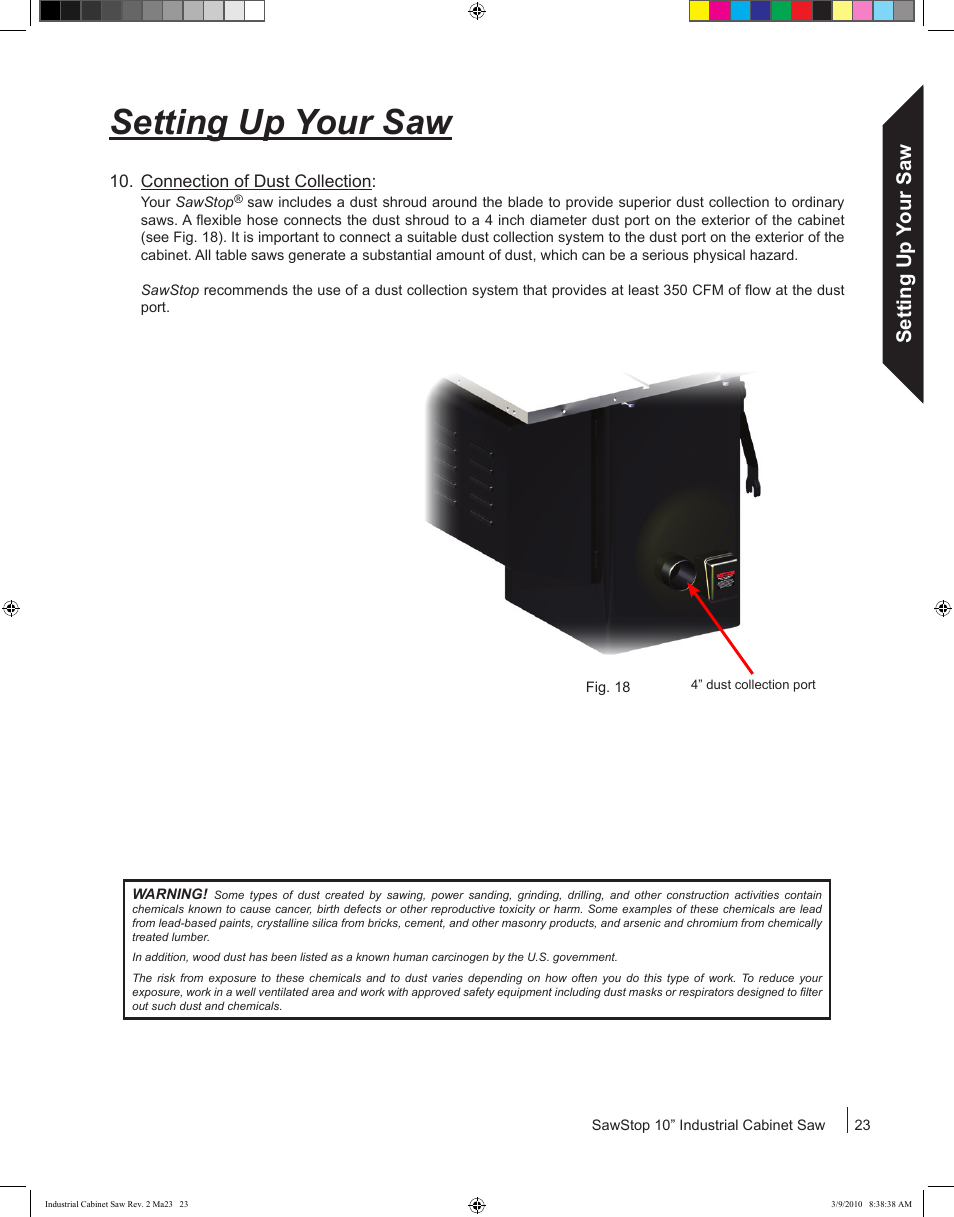 Setting up your saw | SawStop ICS73600 User Manual | Page 25 / 108