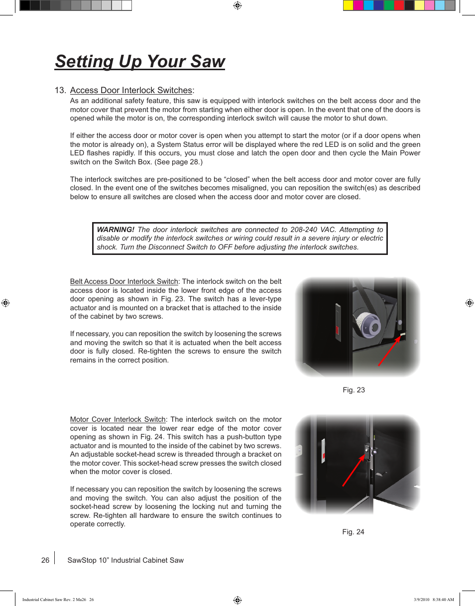 Setting up your saw | SawStop ICS73600 User Manual | Page 28 / 108