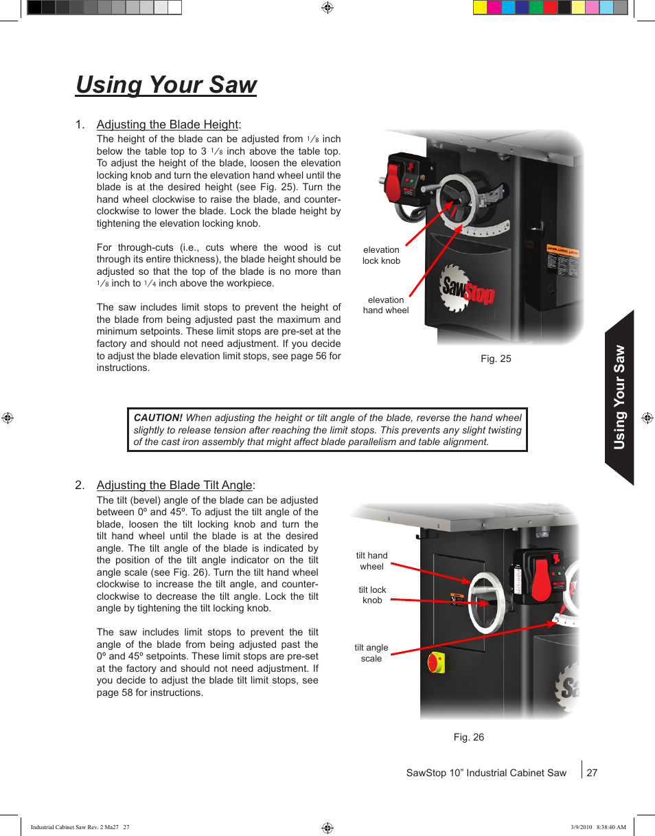 Using your saw | SawStop ICS73600 User Manual | Page 29 / 108