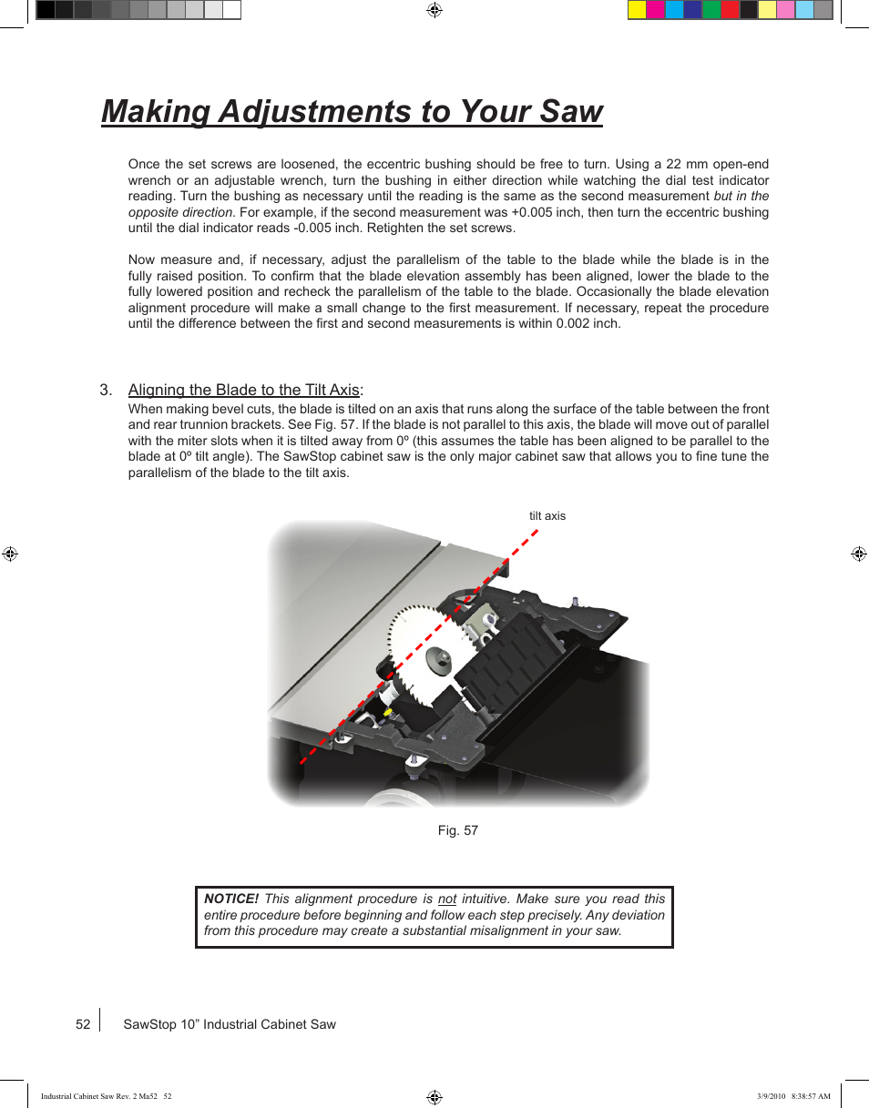 Making adjustments to your saw | SawStop ICS73600 User Manual | Page 54 / 108