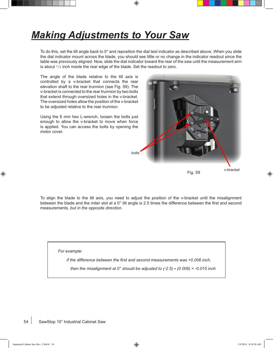 Making adjustments to your saw | SawStop ICS73600 User Manual | Page 56 / 108