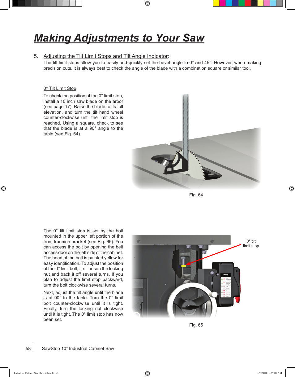 Making adjustments to your saw | SawStop ICS73600 User Manual | Page 60 / 108