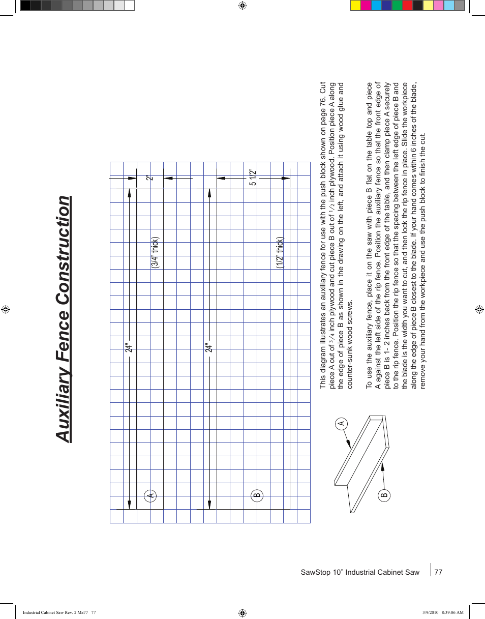 Auxiliary fence construction | SawStop ICS73600 User Manual | Page 79 / 108