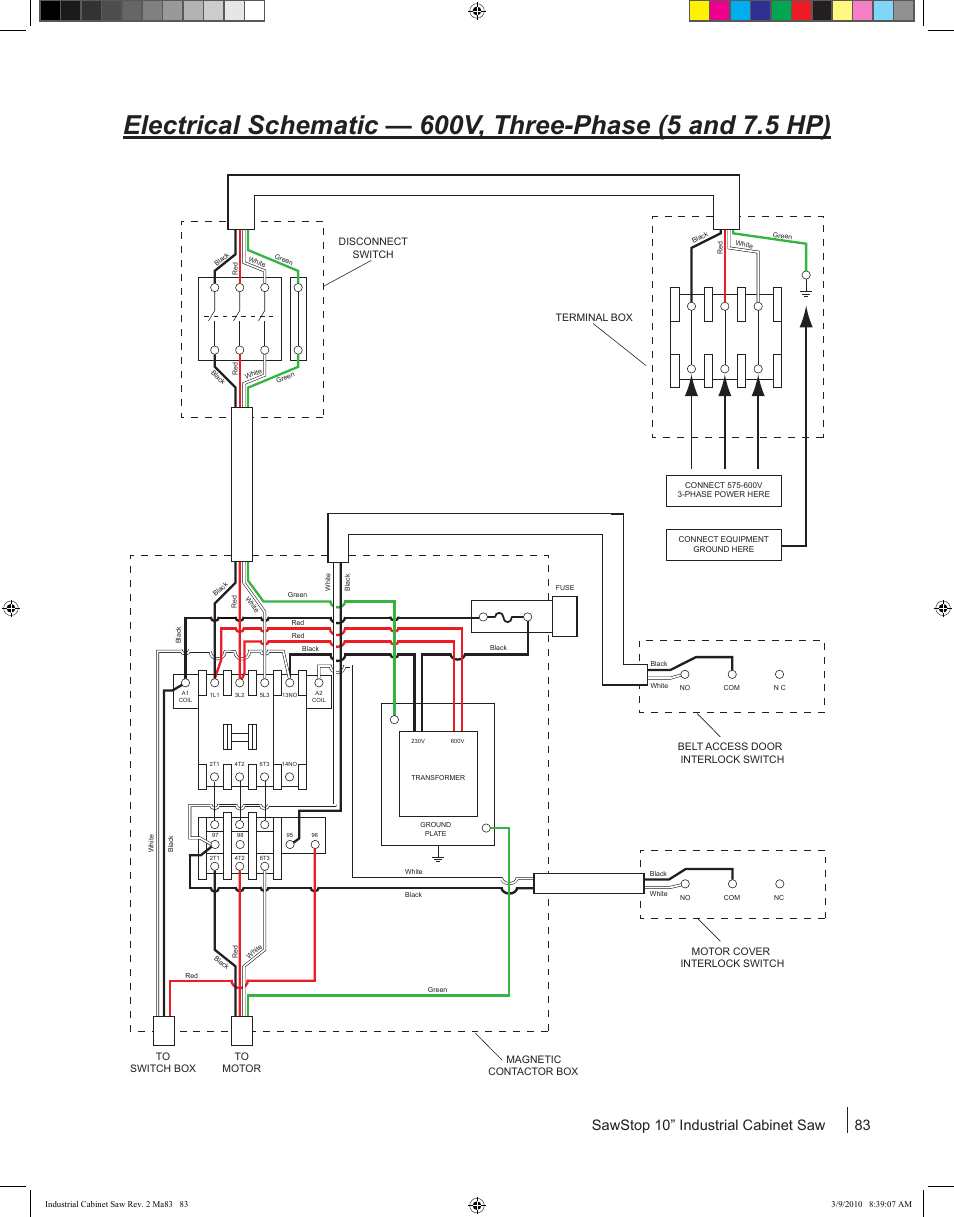 Sawstop 10” industrial cabinet saw 83 | SawStop ICS73600 User Manual | Page 85 / 108