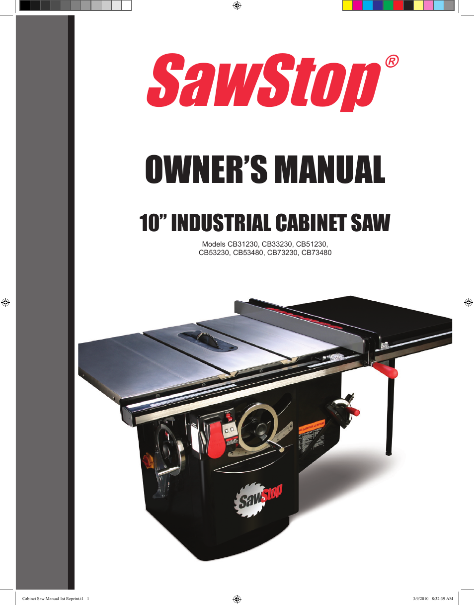 SawStop CB73480 User Manual | 104 pages