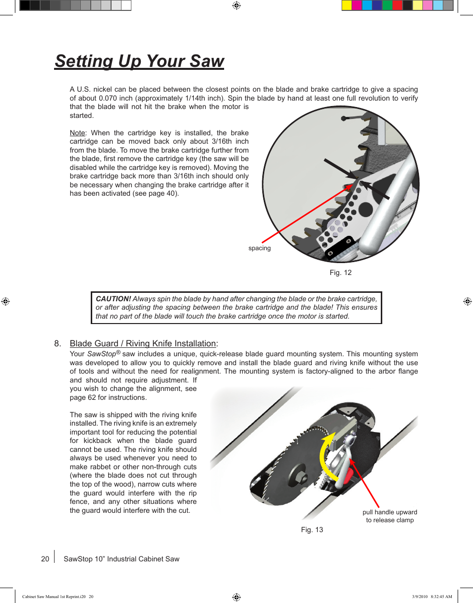 Setting up your saw | SawStop CB73480 User Manual | Page 22 / 104