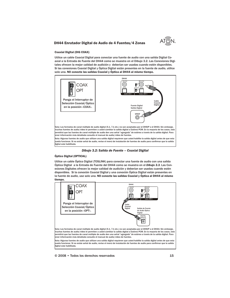 Dibujo 3.2: salida de fuente – coaxial digital | ATON DH44 User Manual | Page 53 / 72