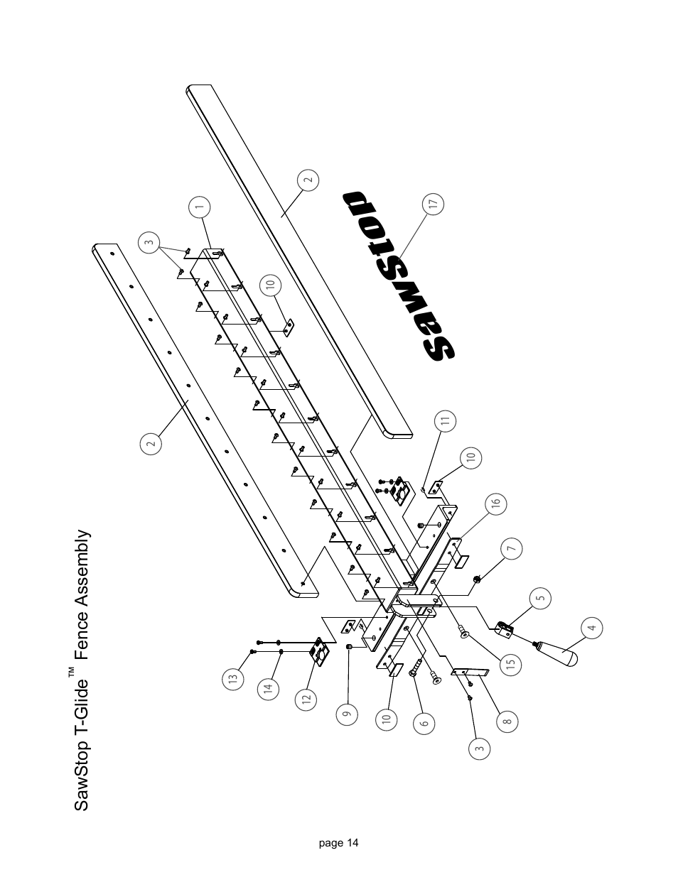 Sa w s to p | SawStop T-Glide Fence System User Manual | Page 16 / 18