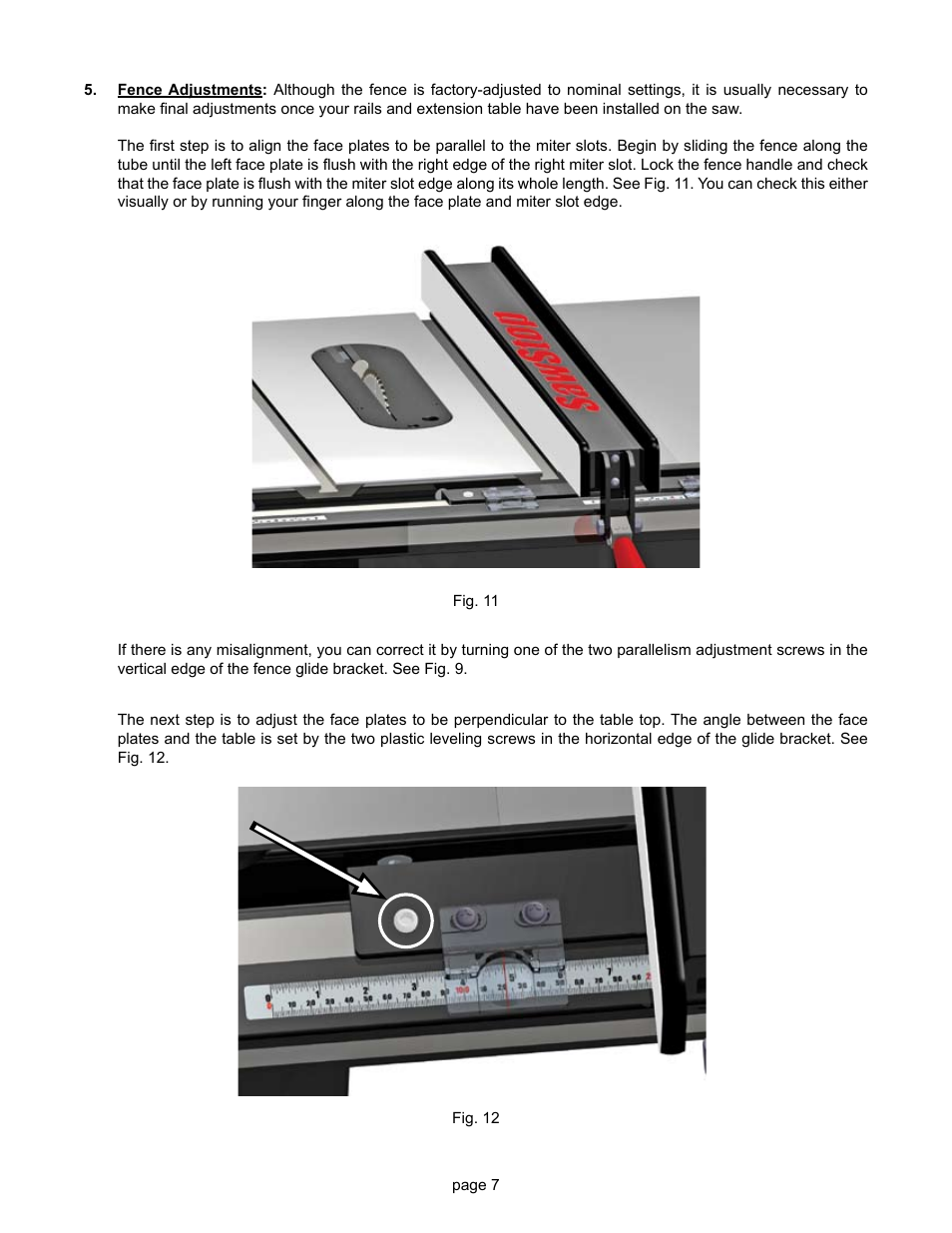 SawStop T-Glide Fence System User Manual | Page 9 / 18