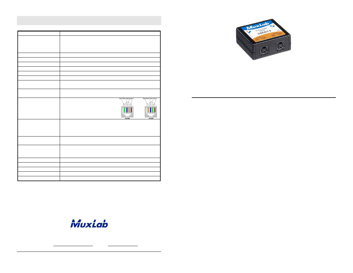 Muxlab Dual S-Video Balun User Manual | 2 pages