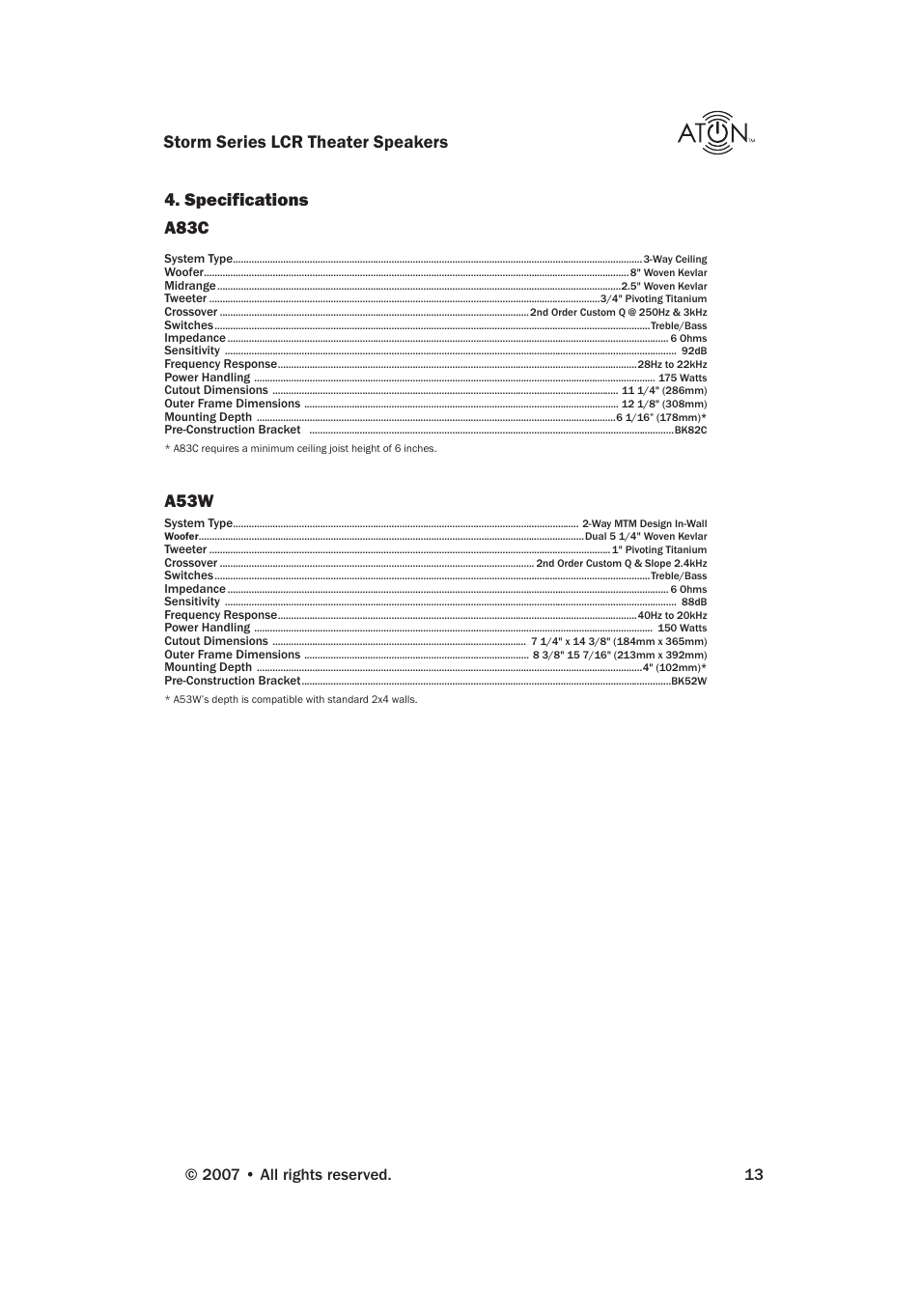 A53w | ATON STORM A83C User Manual | Page 15 / 20