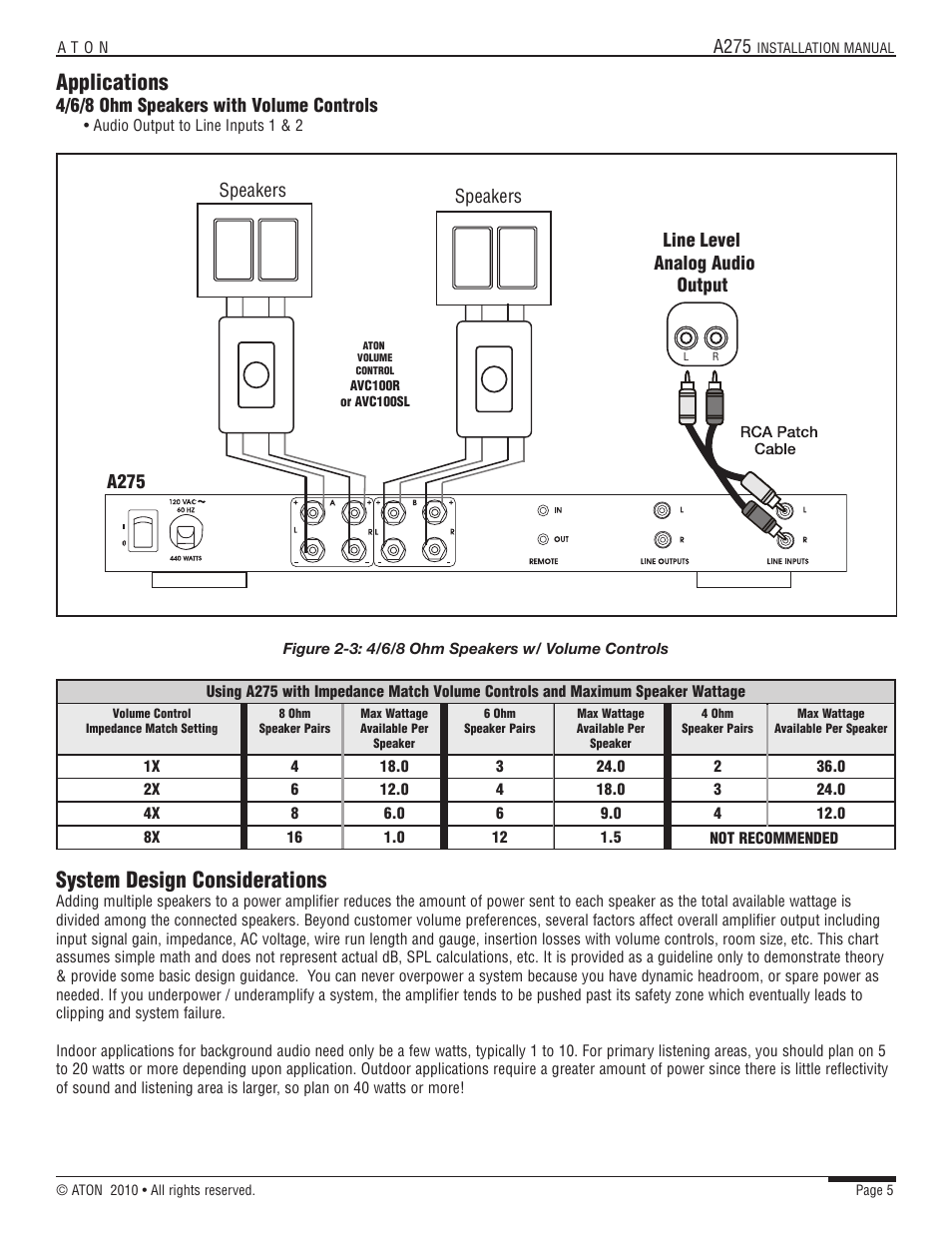 Applications, System design considerations | ATON A275 User Manual | Page 12 / 54