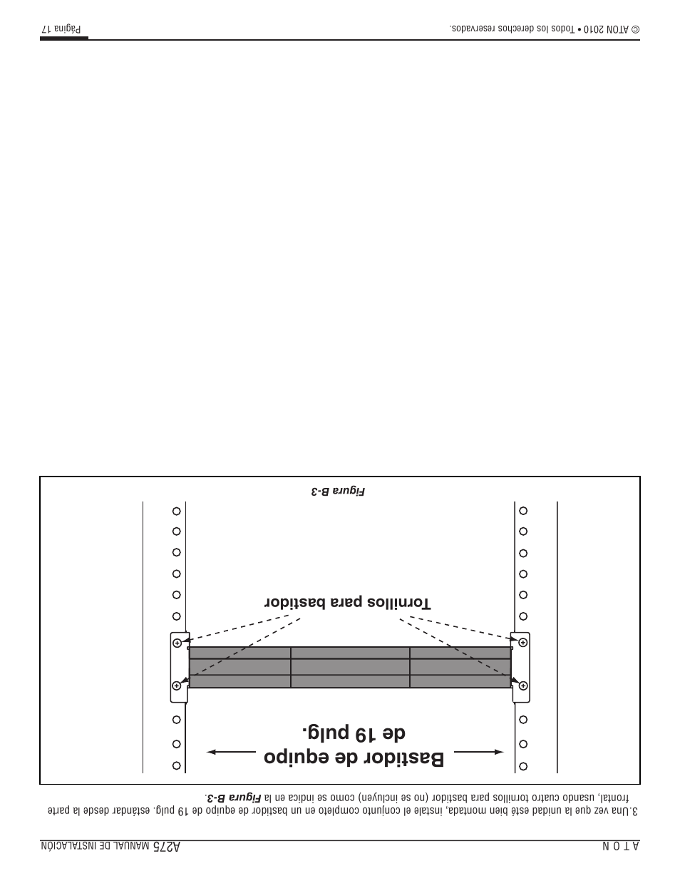 Bastidor de equipo de 19 pulg, Tor nillos para bastidor | ATON A275 User Manual | Page 31 / 54