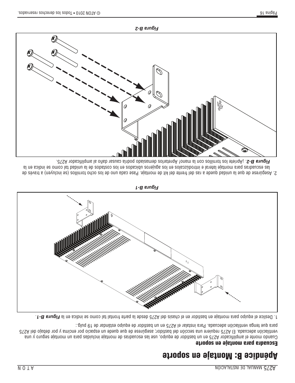 Apéndice b: montaje en soporte | ATON A275 User Manual | Page 32 / 54