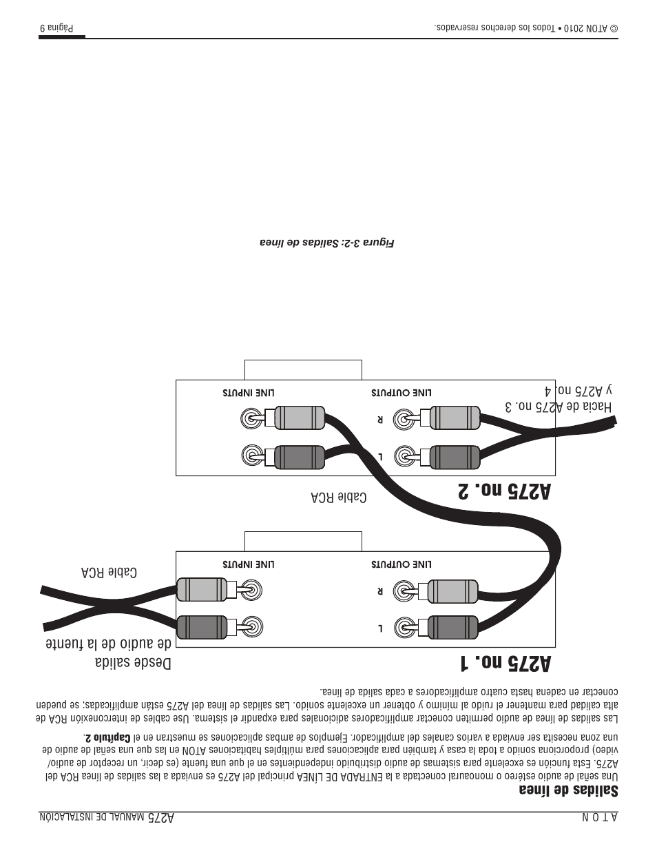 Desde salida de audio de la fuente, Salidas de línea | ATON A275 User Manual | Page 39 / 54