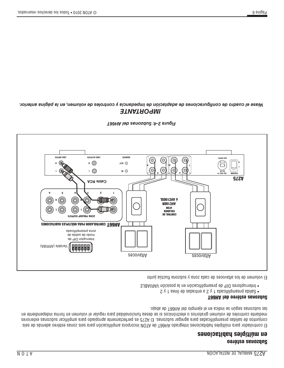 En múltiples habitaciones, Importante | ATON A275 User Manual | Page 42 / 54