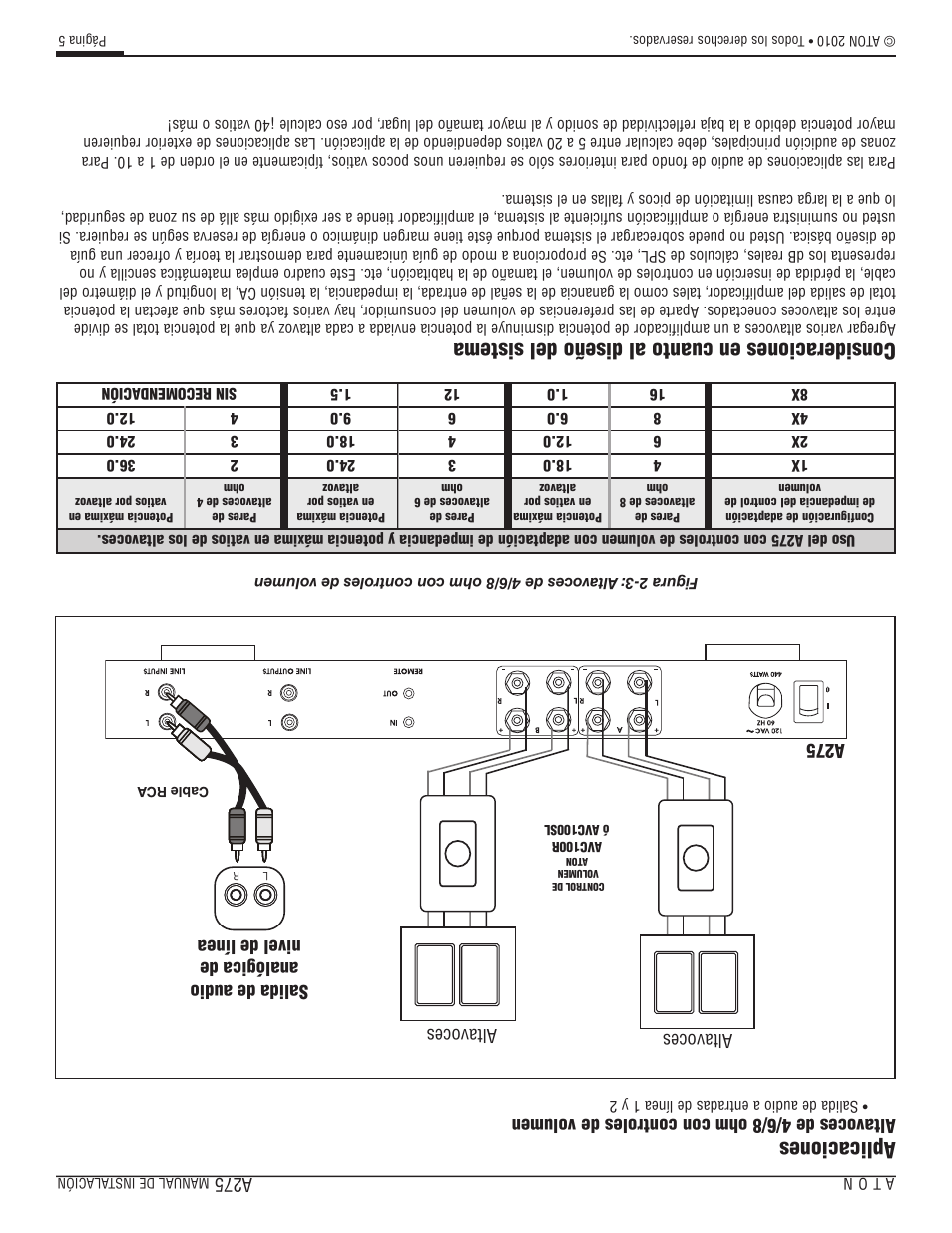 Aplicaciones, Consideraciones en cuanto al diseño del sistema | ATON A275 User Manual | Page 43 / 54