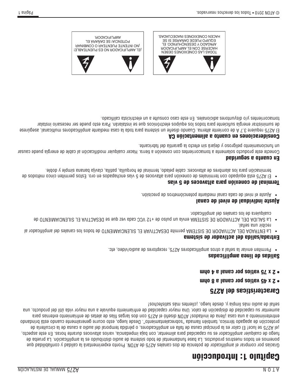 Capítulo 1: introducción, Características del a275 | ATON A275 User Manual | Page 47 / 54