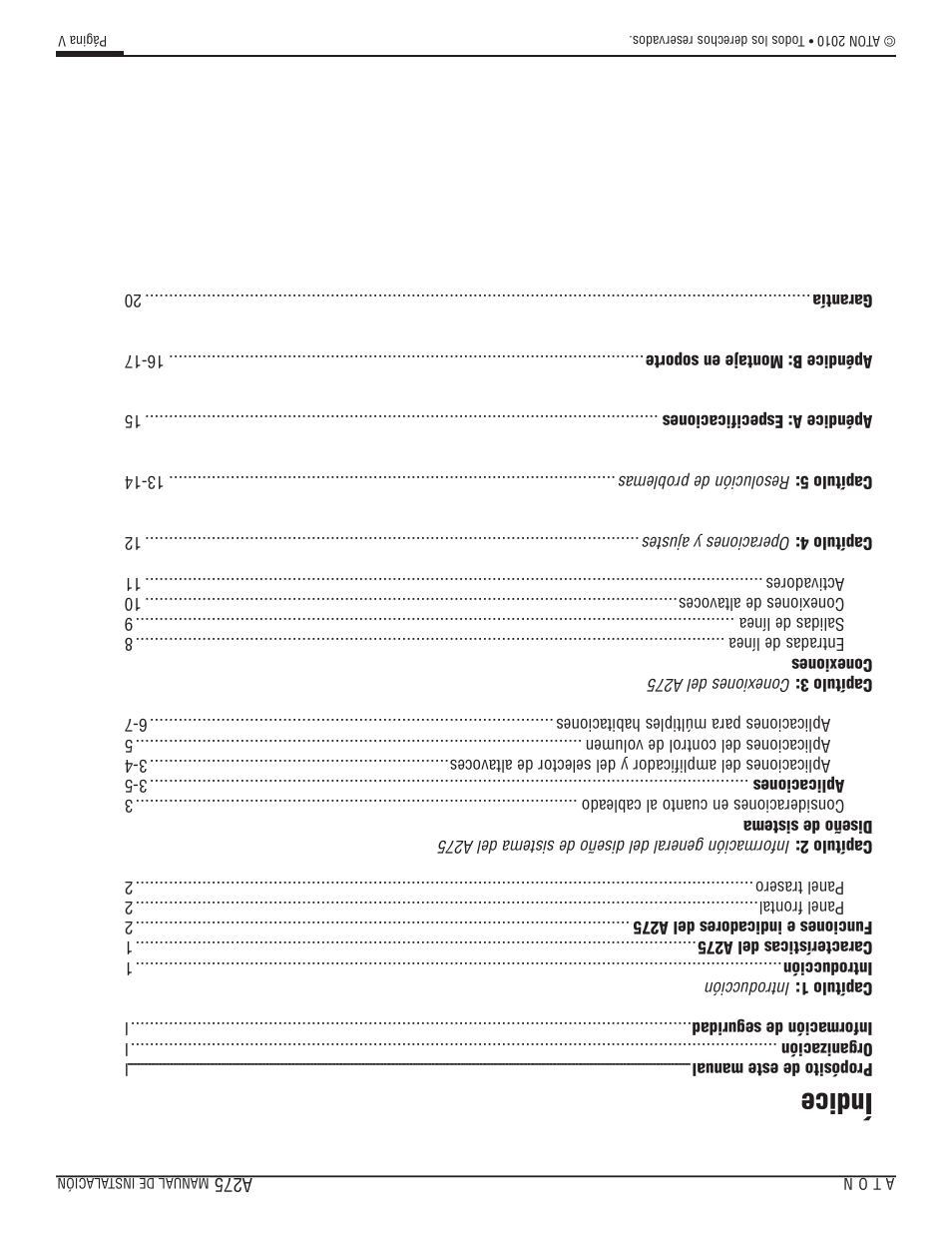 Índice | ATON A275 User Manual | Page 49 / 54