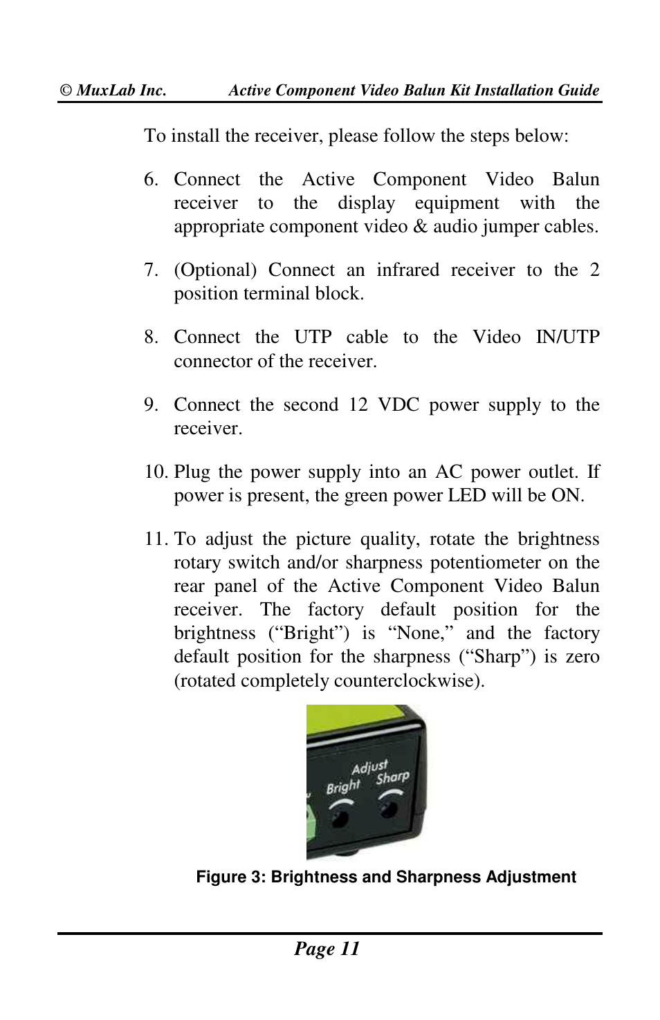 Muxlab Active Component Video Balun Kit User Manual | Page 11 / 20