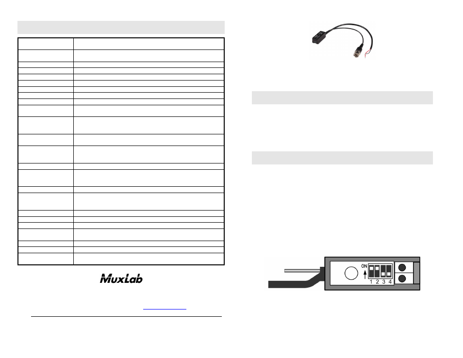 Muxlab Active CCTV Transmitter Balun User Manual | 2 pages