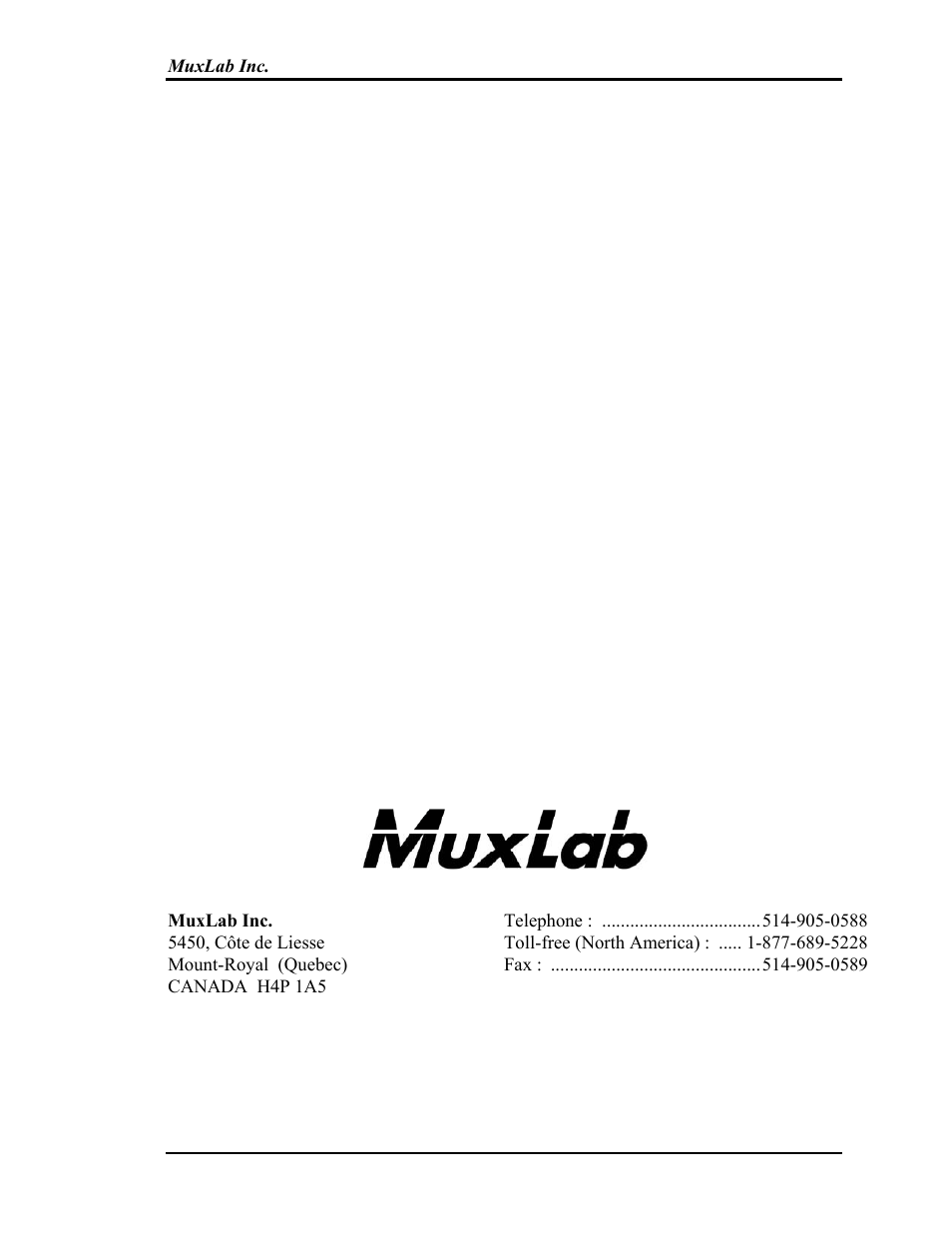 Muxlab Audio-Video Distribution Hub User Manual | Page 19 / 19