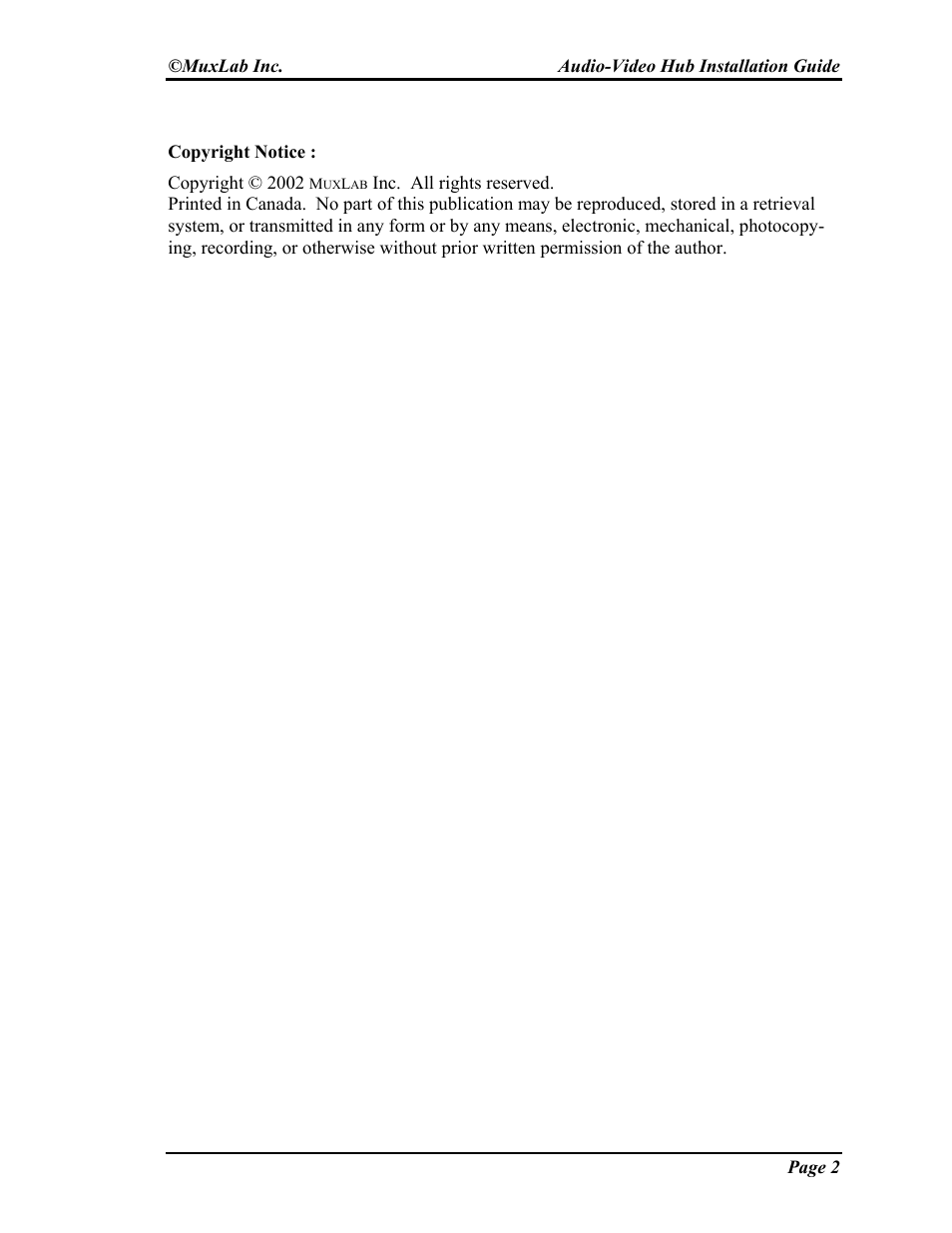 Muxlab Audio-Video Distribution Hub User Manual | Page 2 / 19