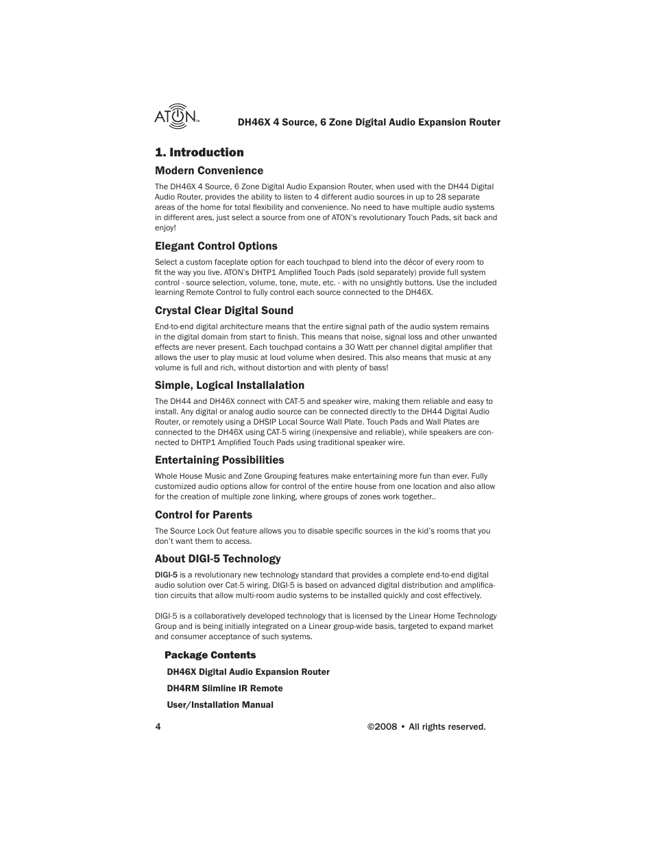 Introduction | ATON DH46X User Manual | Page 6 / 23