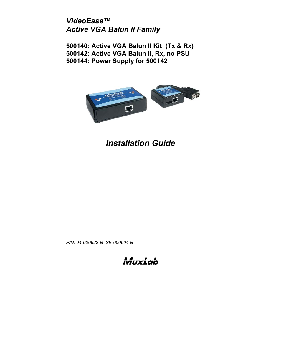 Muxlab Active VGA Balun II Kit User Manual | 20 pages