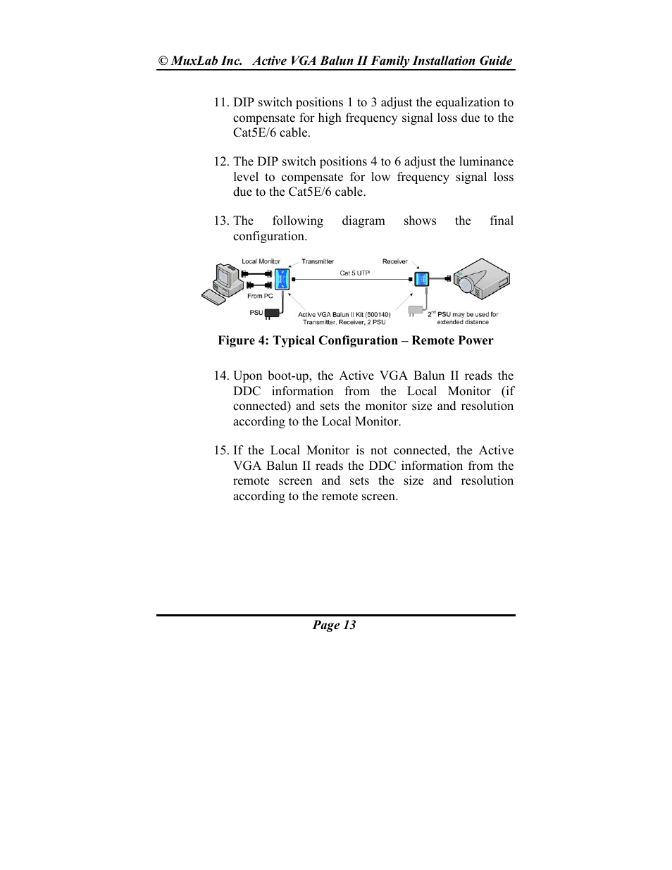 Muxlab Active VGA Balun II Kit User Manual | Page 13 / 20