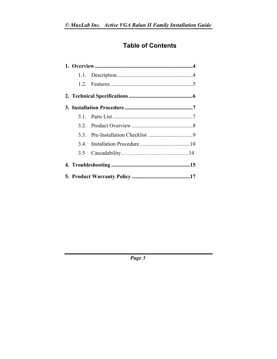 Muxlab Active VGA Balun II Kit User Manual | Page 3 / 20