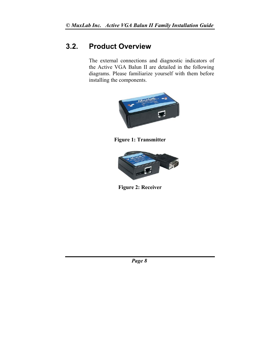 Product overview | Muxlab Active VGA Balun II Kit User Manual | Page 8 / 20