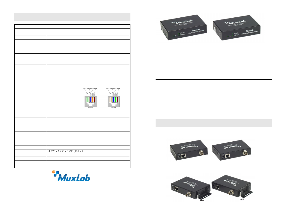 Muxlab LongReach CCTV IP PoE Extender Kit, 30W User Manual | 2 pages
