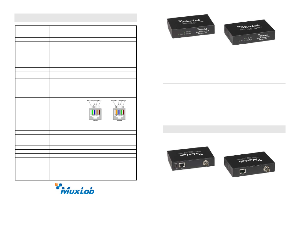 Muxlab LongReach CCTV IP PoE Extender Kit, 1KM User Manual | 2 pages