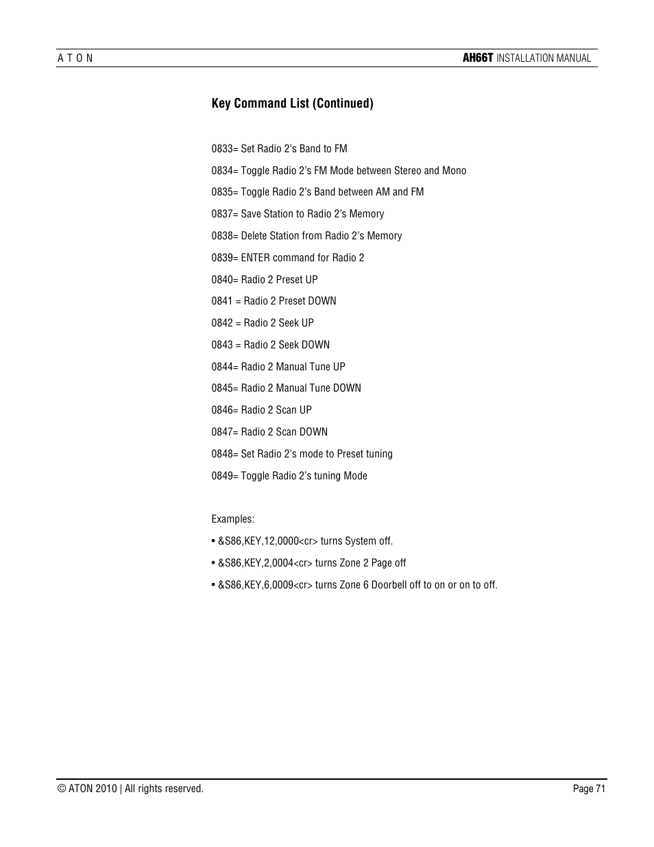 ATON AH66T User Manual | Page 72 / 90